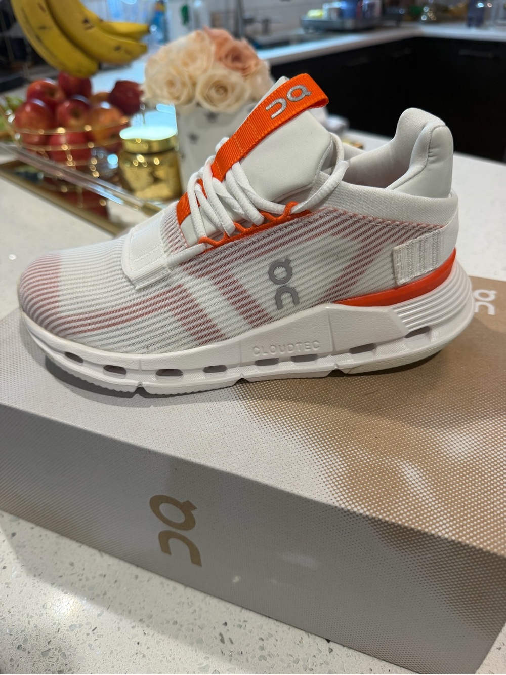 On Running Cloudtec women White & Orange Athletic Sneaker